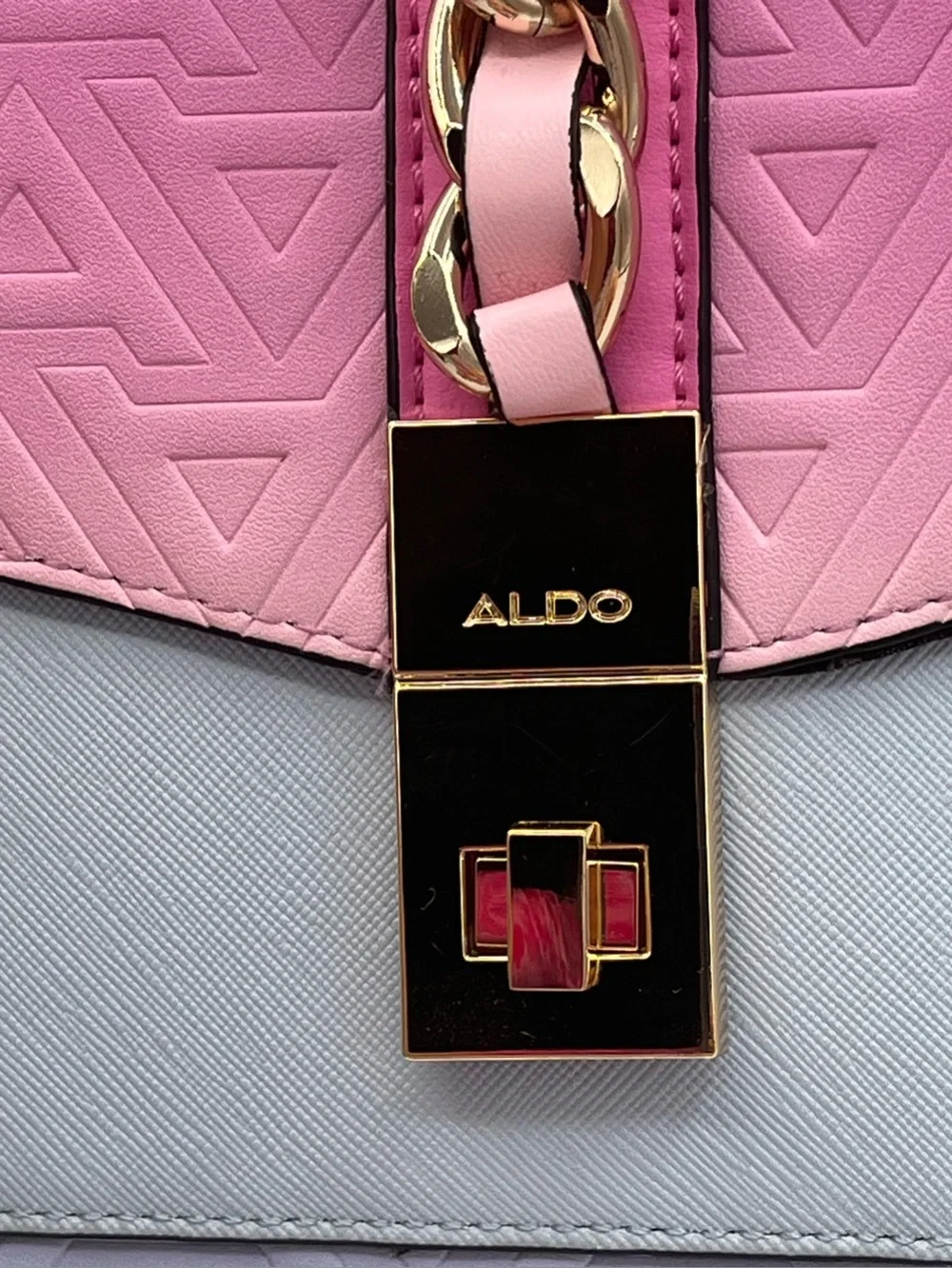 Aldo Gradient Pink and Lilac Top-Handle Satchel with Gold Chain